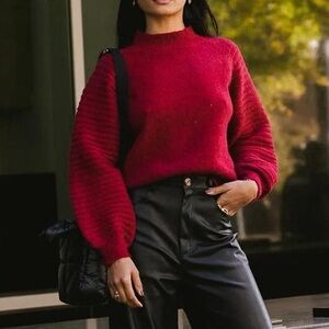 Super cute red Sweater super cute long sleeve girly pullover knitted casual top